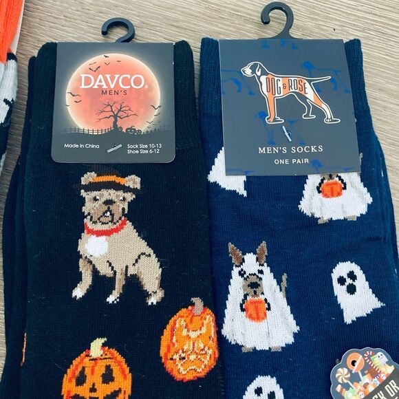 Halloween Dogs Fall Pumpkin Ghost 2-Pack Adult Fun Socks - Picture 1 of 1